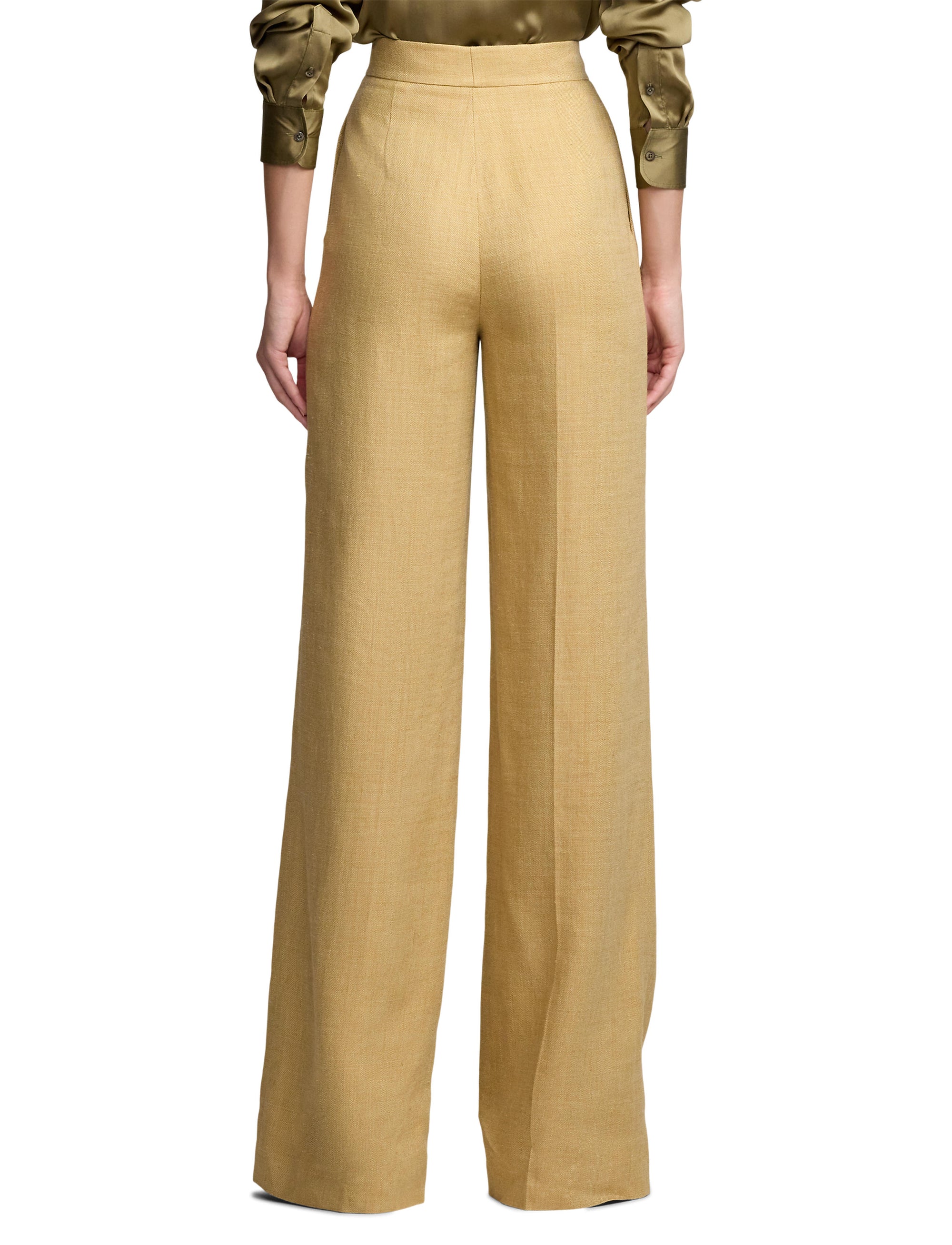 Pantalon Dean en sergé de soie et de lin mélangé - Lux Tan