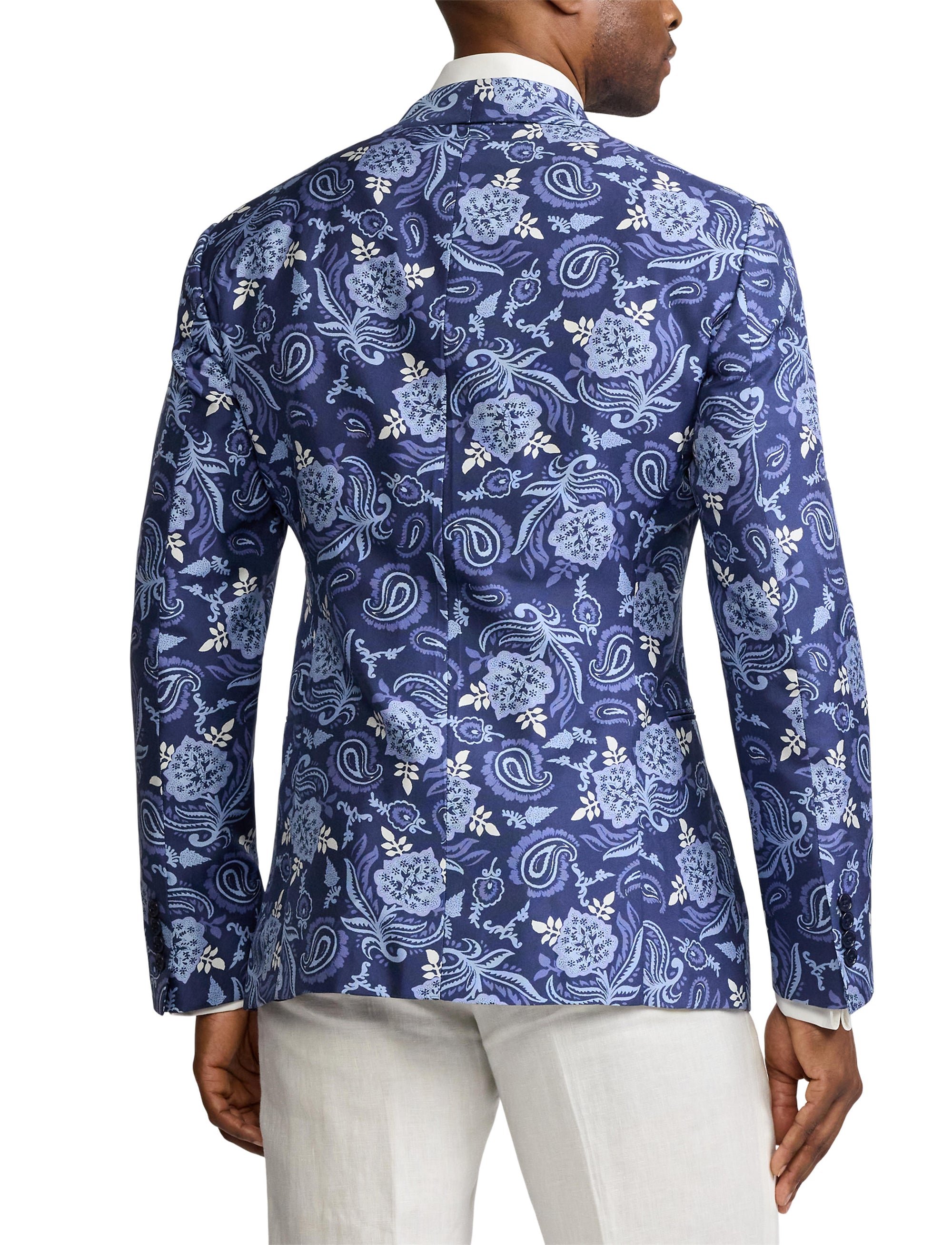 Veste Kent à motif en soie - Navy Tonal