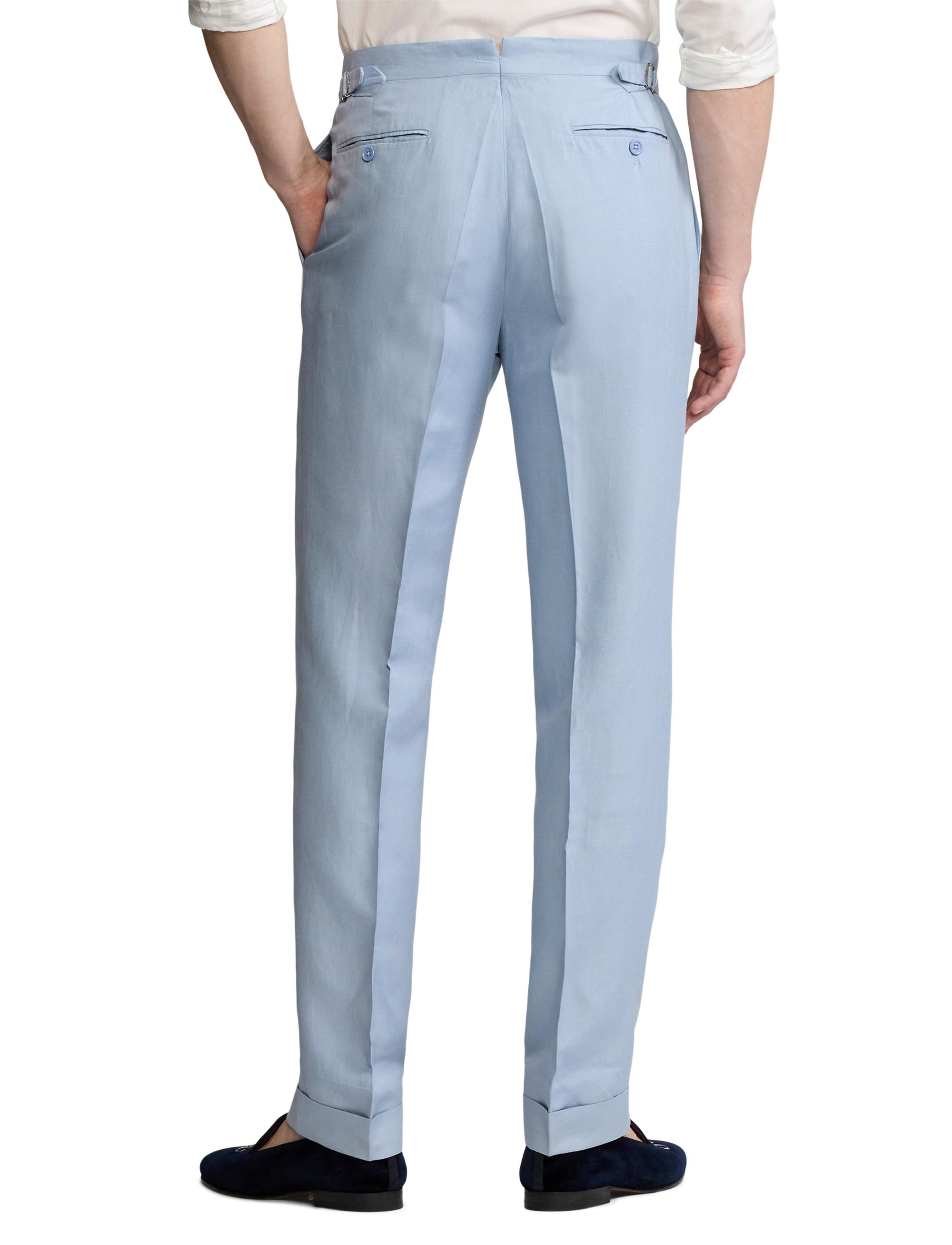Pantalon Gregory en lin et soie mélangé - Chambray Blue