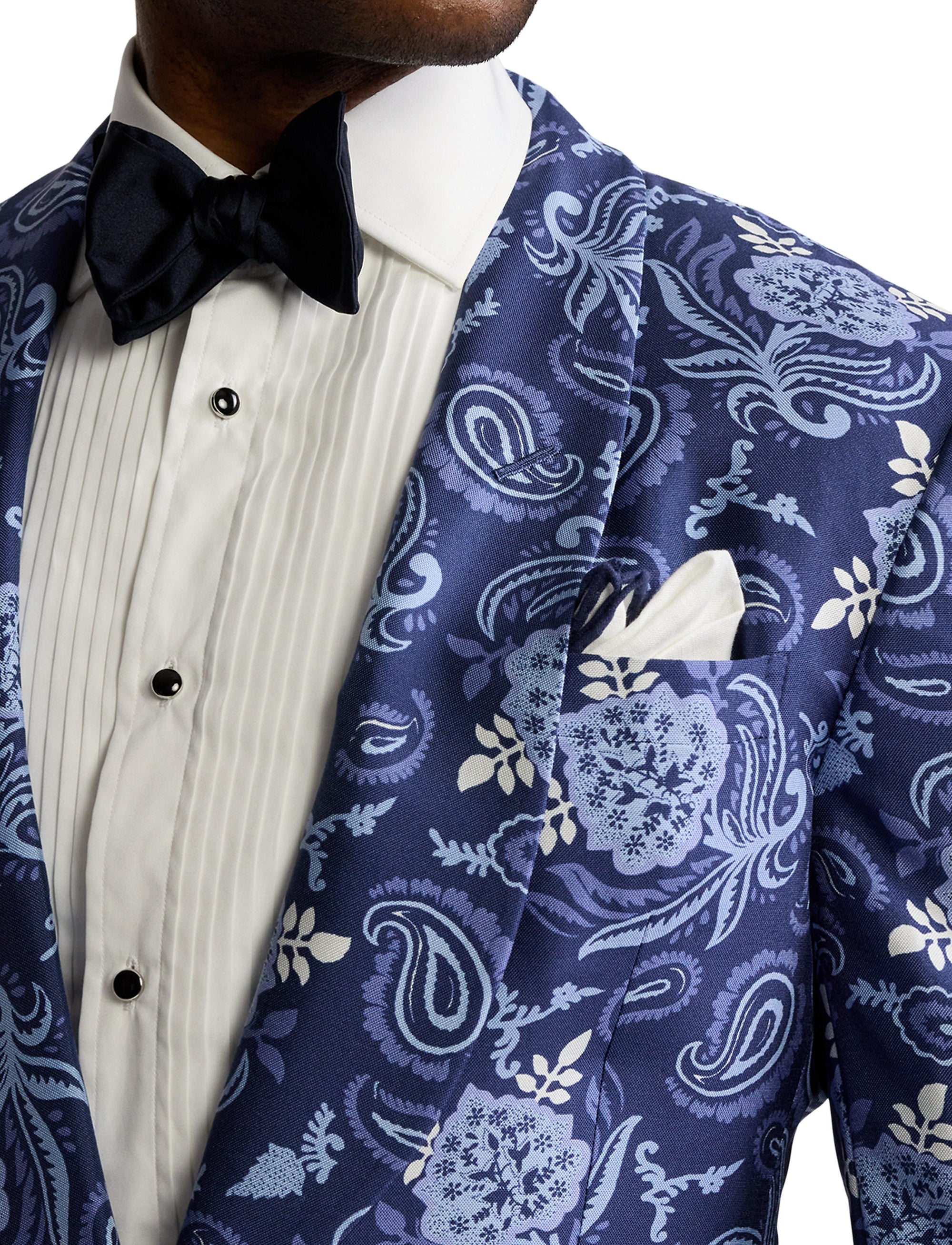 Veste Kent à motif en soie - Navy Tonal