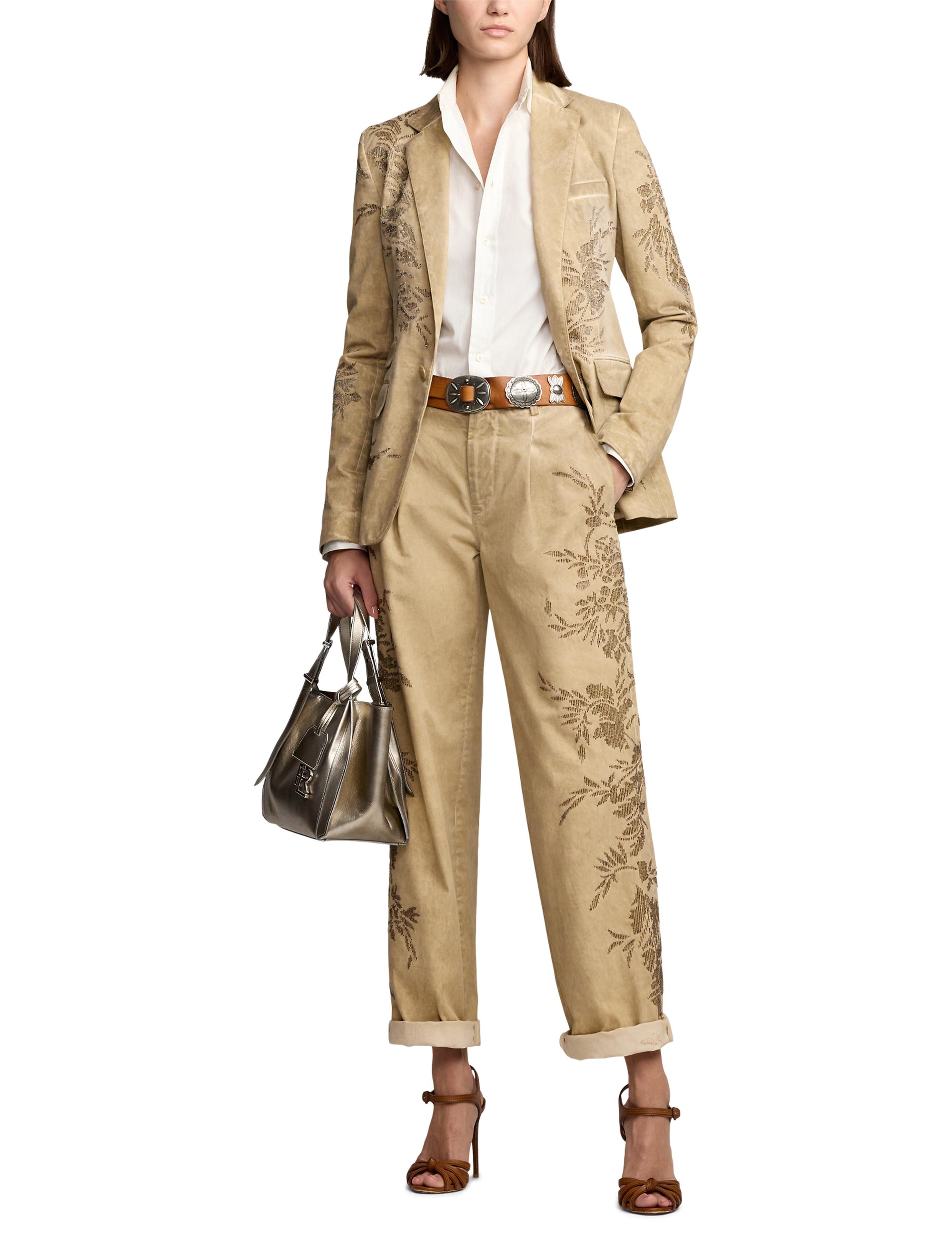 Fallon trousers decorated in cotton chino - Lux Tan