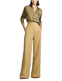 Pantalon Dean en sergé de soie et de lin mélangé - Lux Tan
