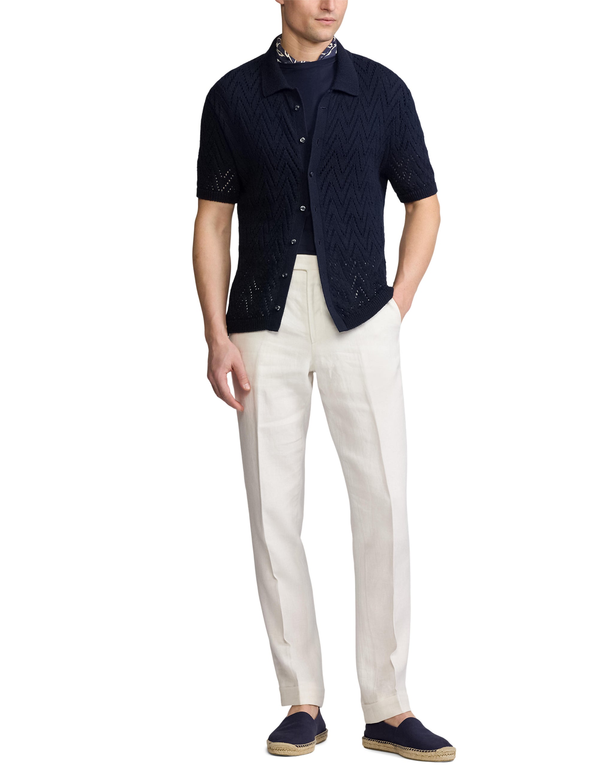 Cardigan texturé à manches courtes - Classic Chairman Navy