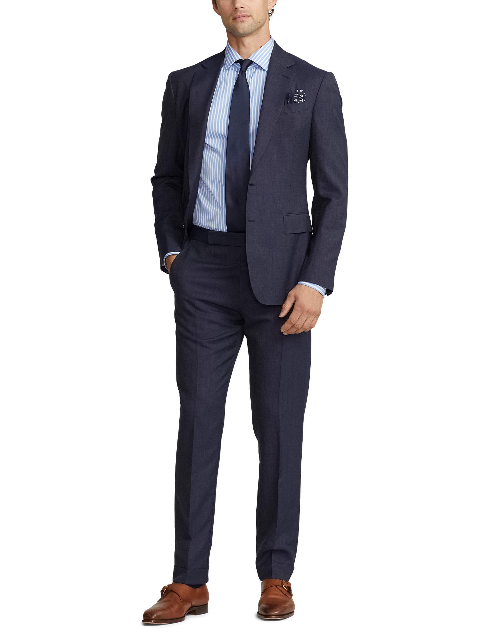 Costume Kent fait main en laine - Navy & Grey