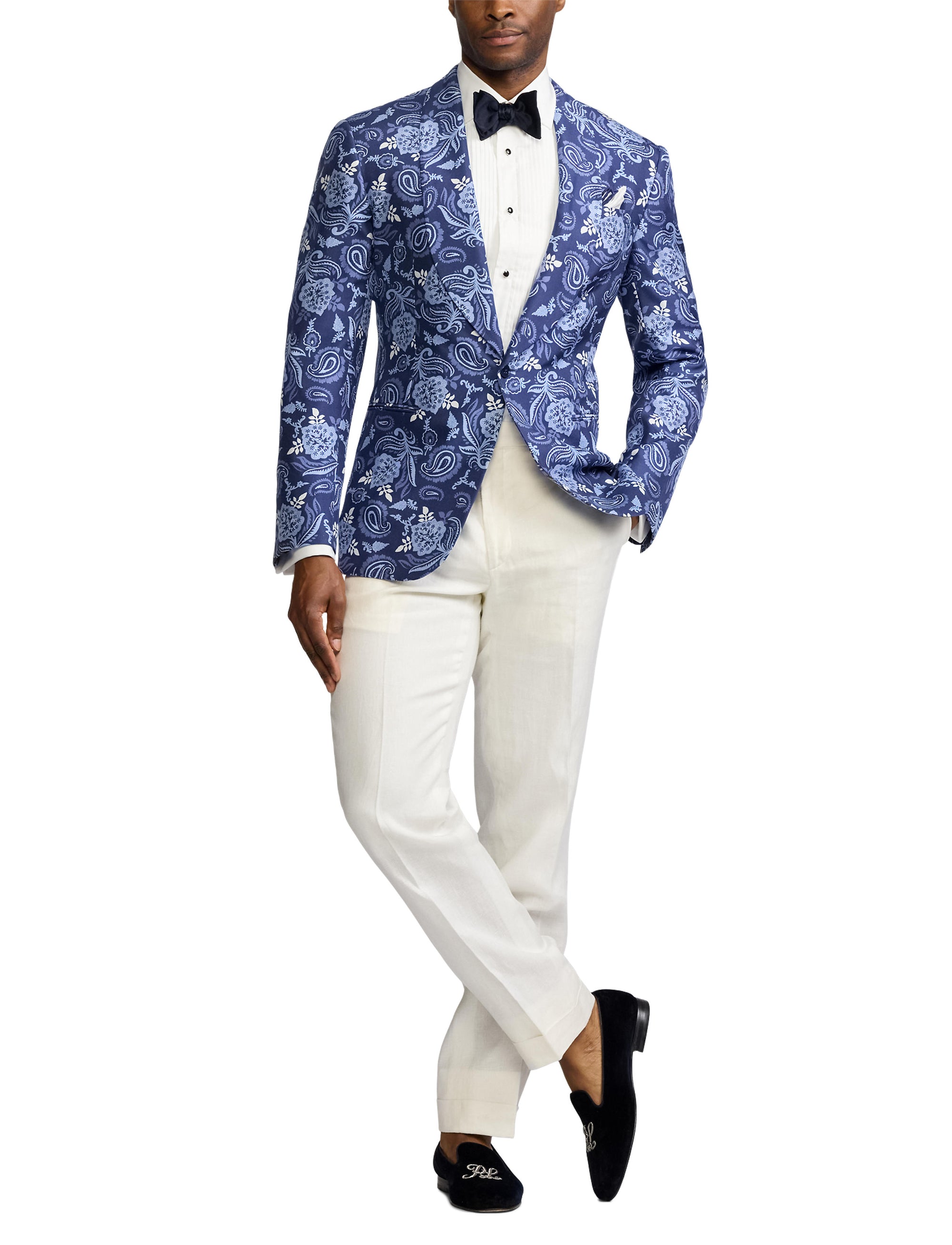 Veste Kent à motif en soie - Navy Tonal