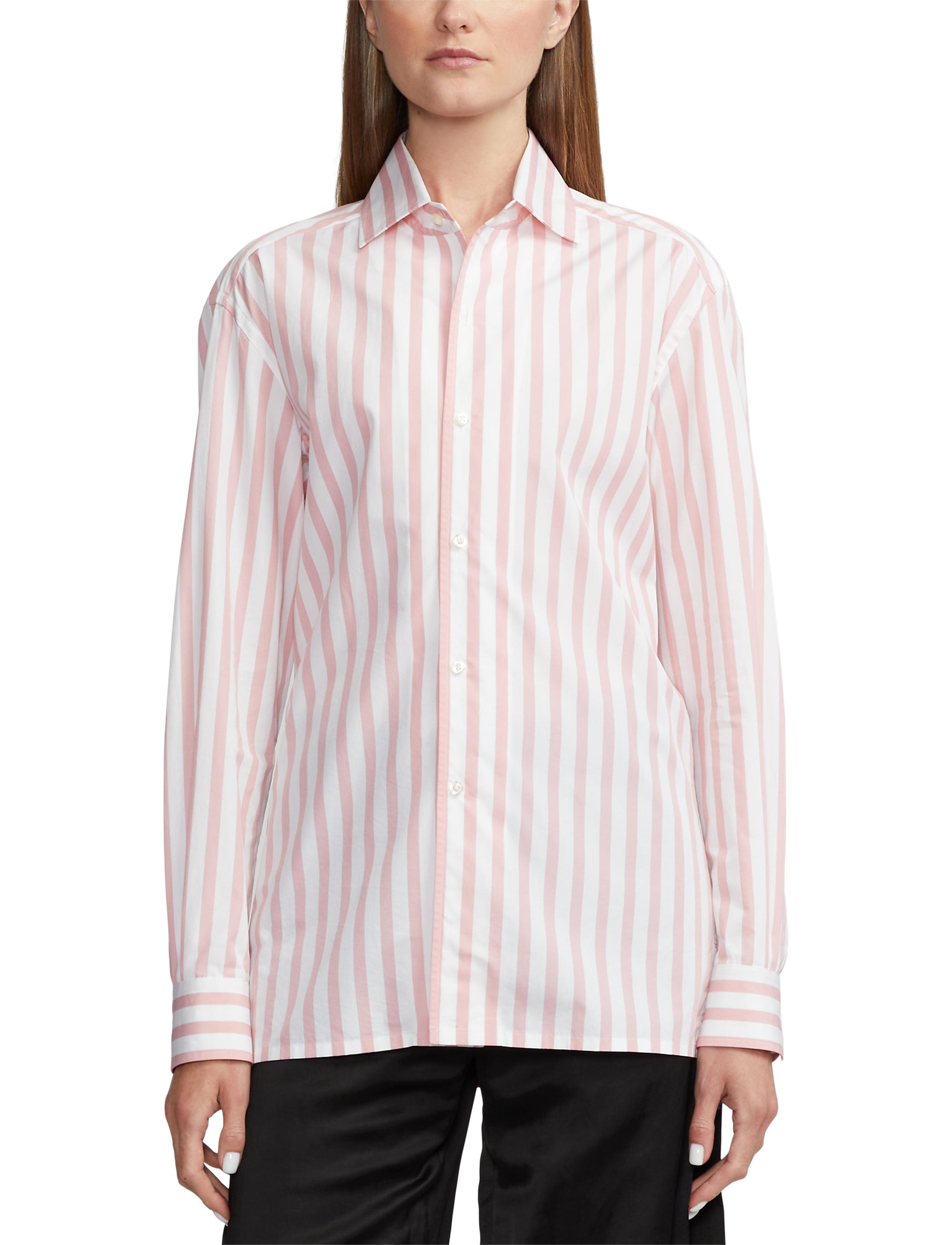 11 STOCK CRYSTAL ROSE/WHITE BUTTON FRONT SHIRT