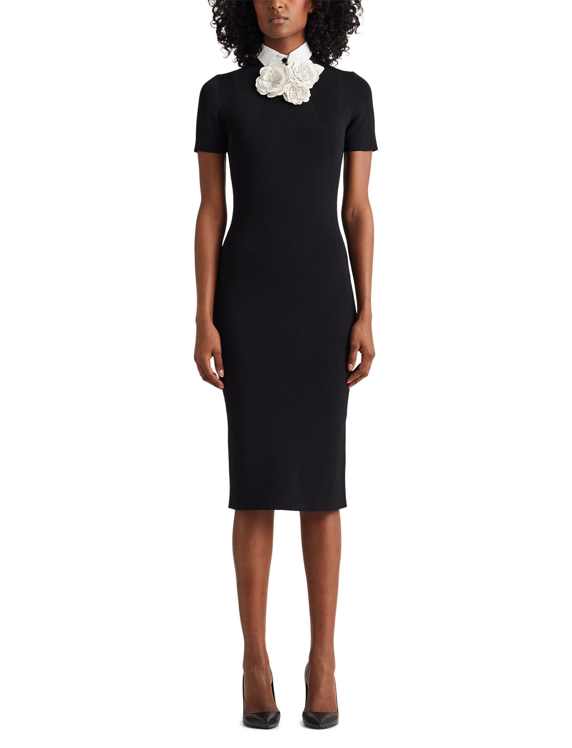 Robe-pull à col tissé - Black