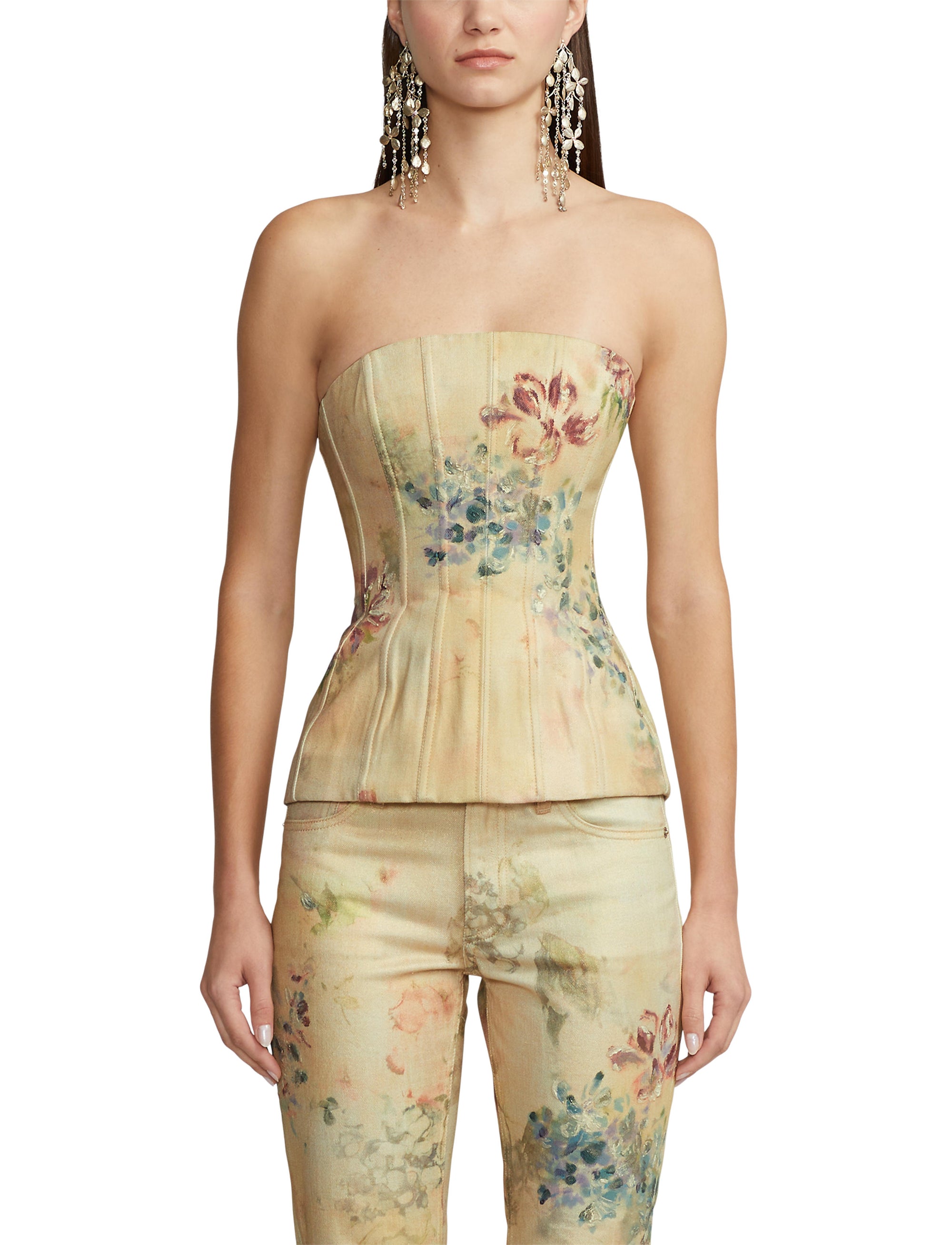 Bustier Evia fleuri en denim - Faded Floral