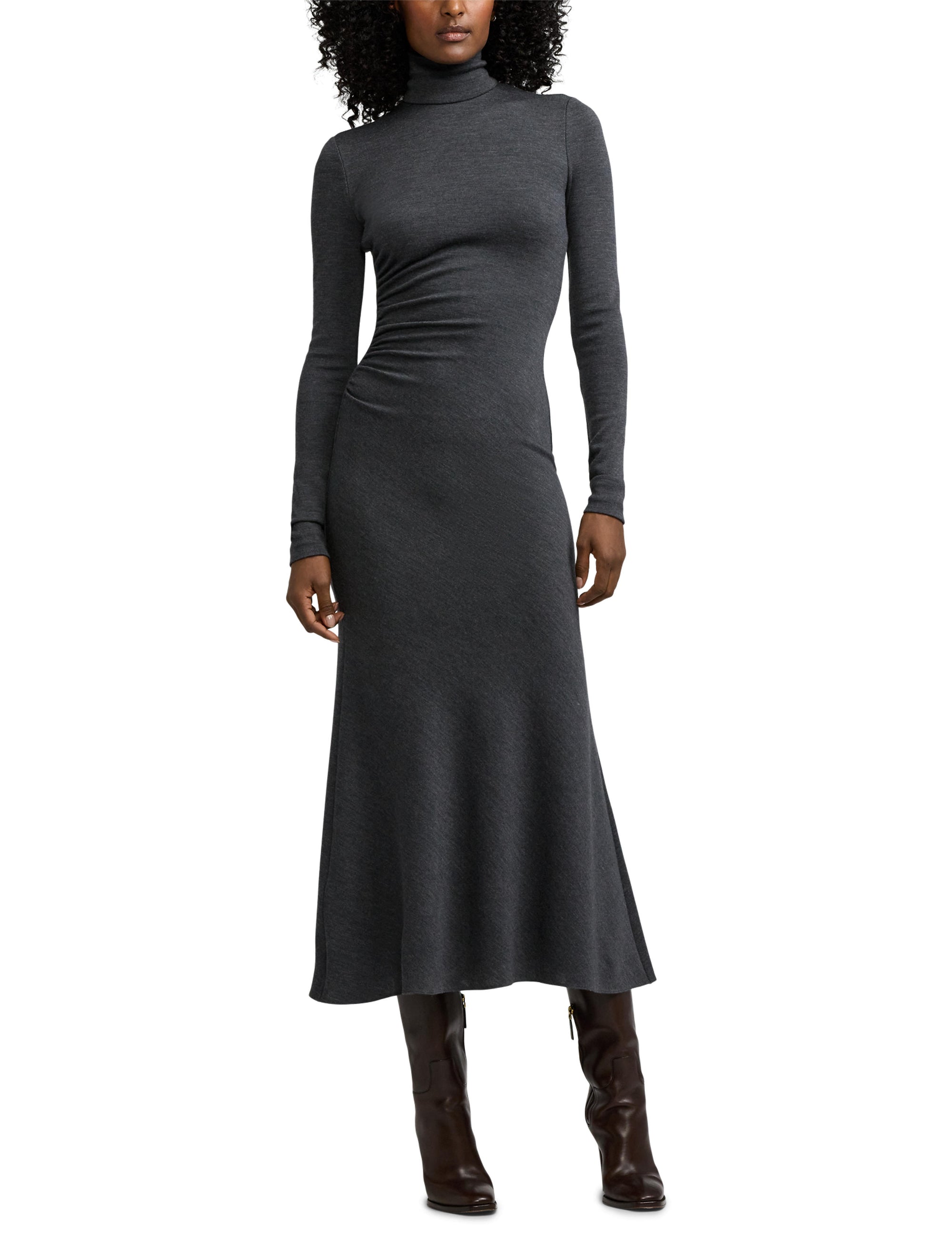 Robe col roulé jersey en laine - Medium Grey