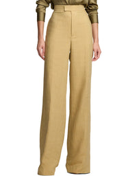 Pantalon Dean en sergé de soie et de lin mélangé - Lux Tan