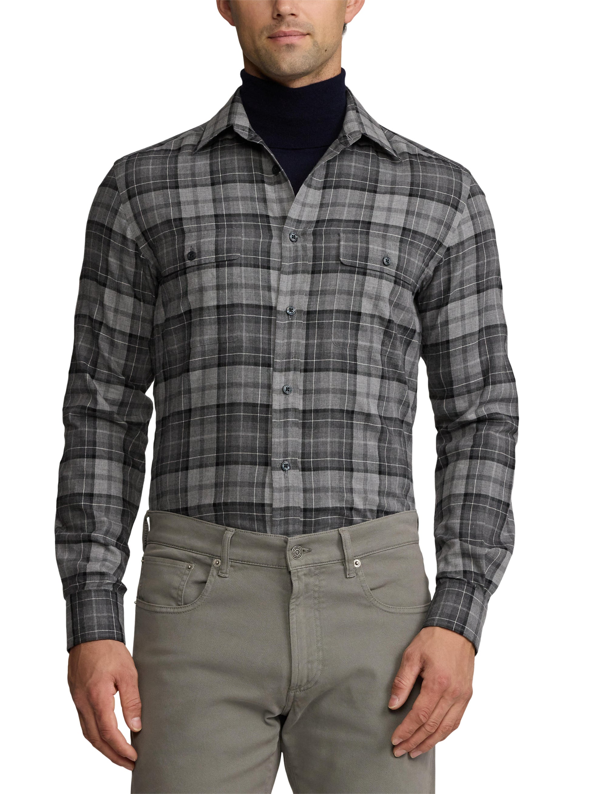 Chemise en sergé écossais - Grey Melange