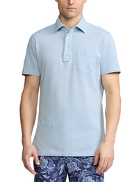 Polo lavé Custom Slim Fit en piqué - Chambray Blue