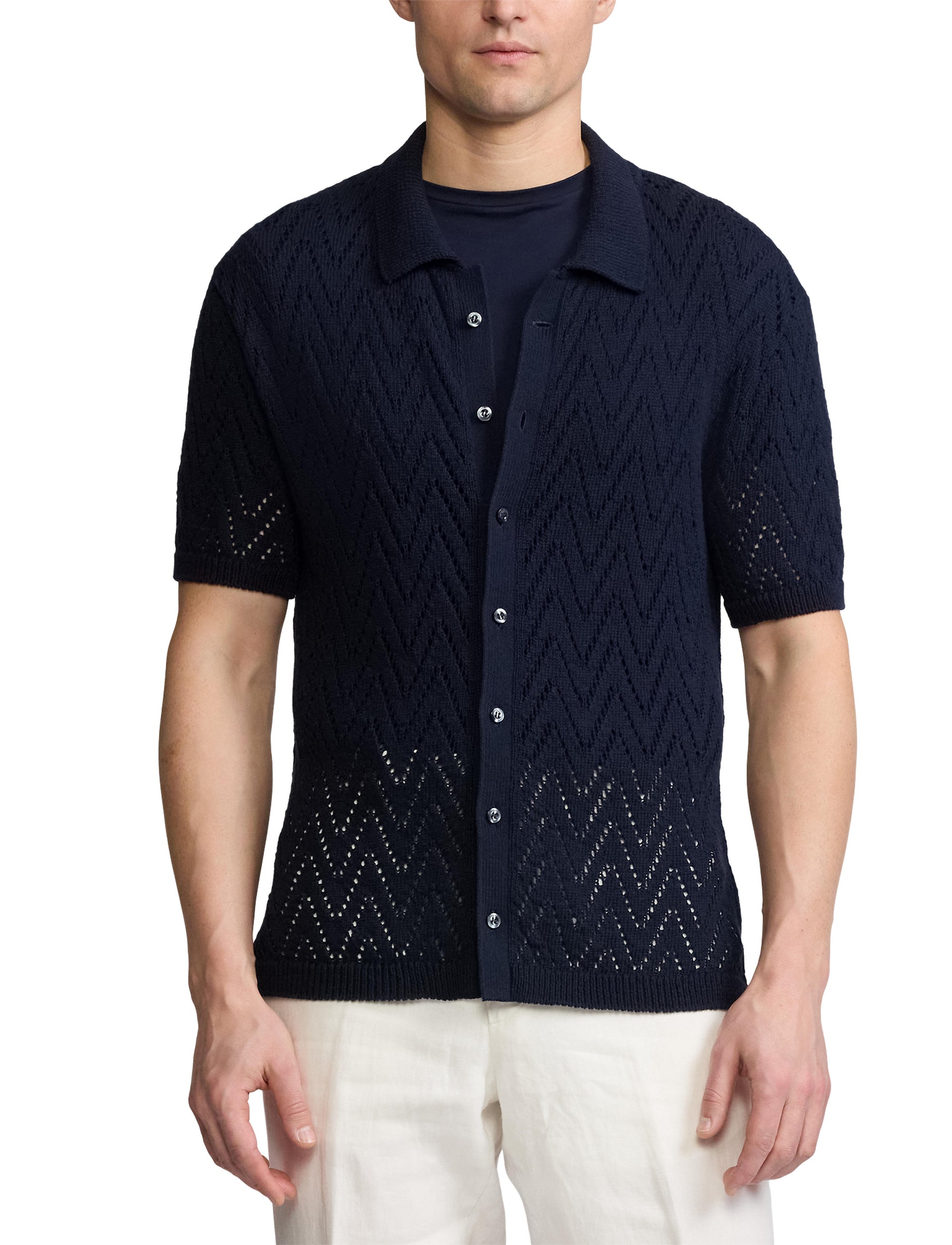 Cardigan texturé à manches courtes - Classic Chairman Navy