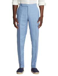 Pantalon Gregory fait main en soie et lin mélangé - Infinity Blue