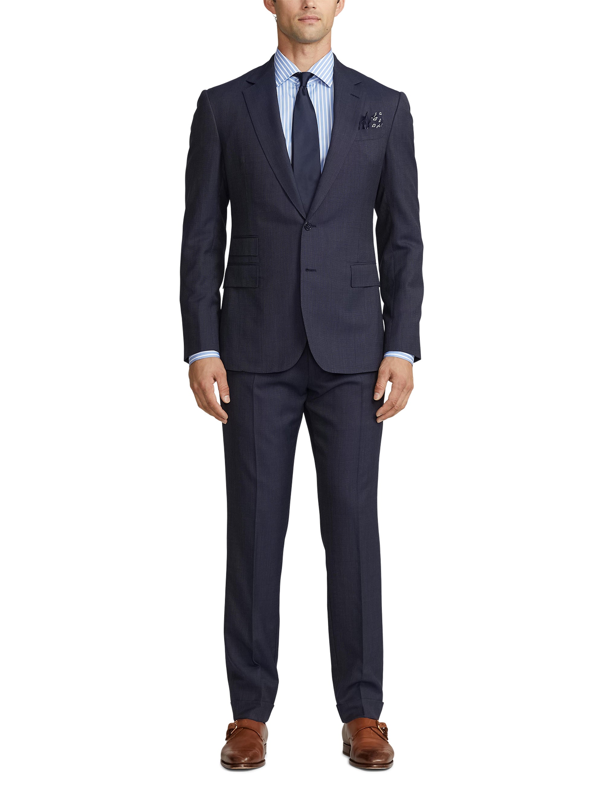 Costume Kent fait main en laine - Navy & Grey