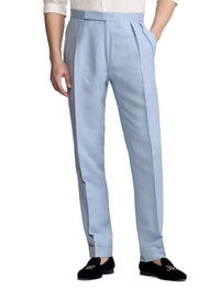 Pantalon Gregory en lin et soie mélangé - Chambray Blue