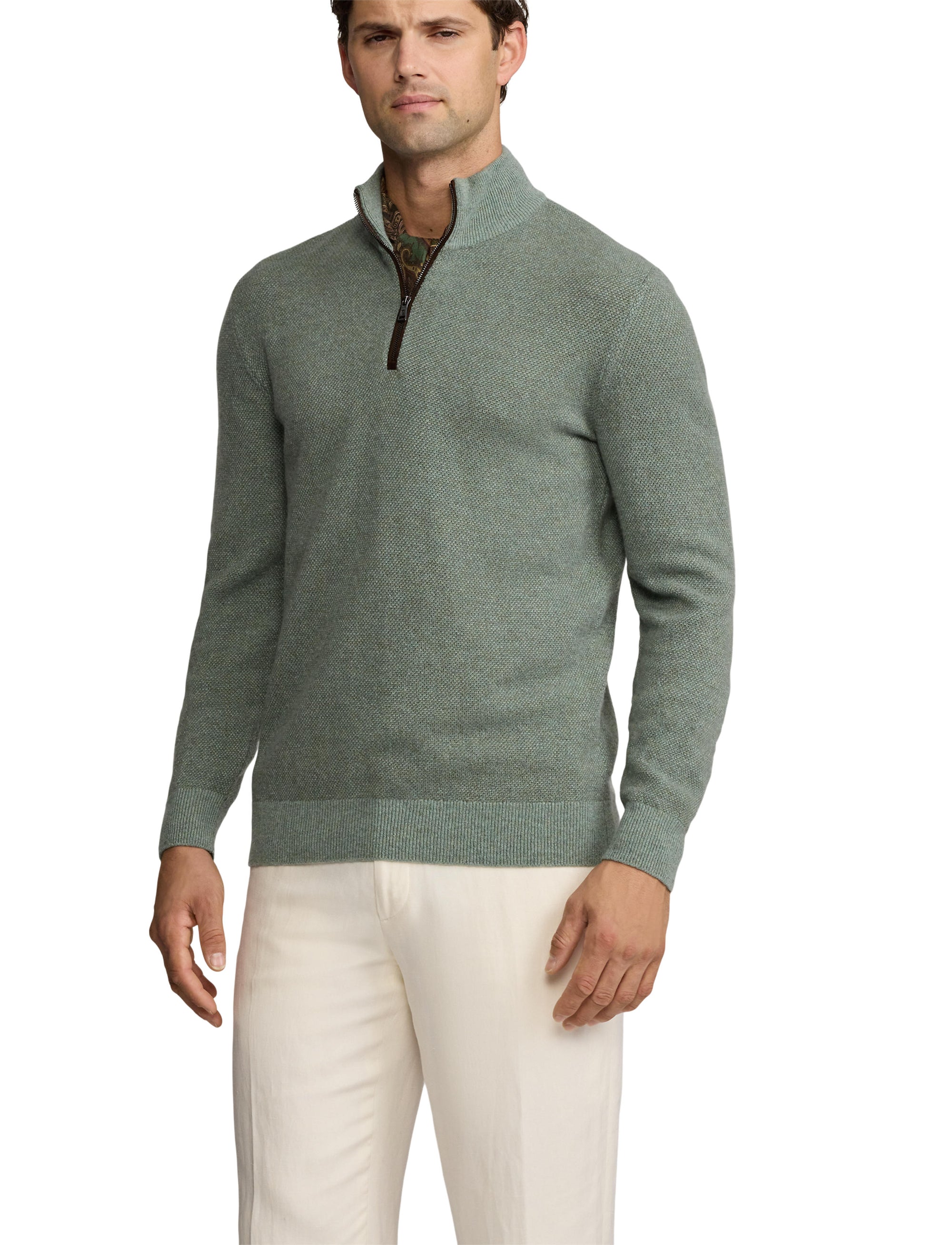 Pull demi-zippé œil-de-perdrix en cachemire - Lovett & Multicolore