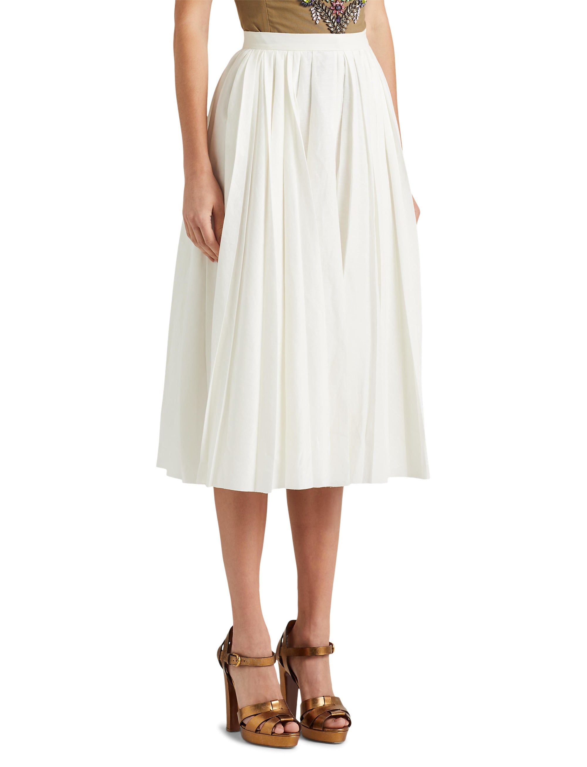 Arnav pleated skirt in linen mix - Offwhite