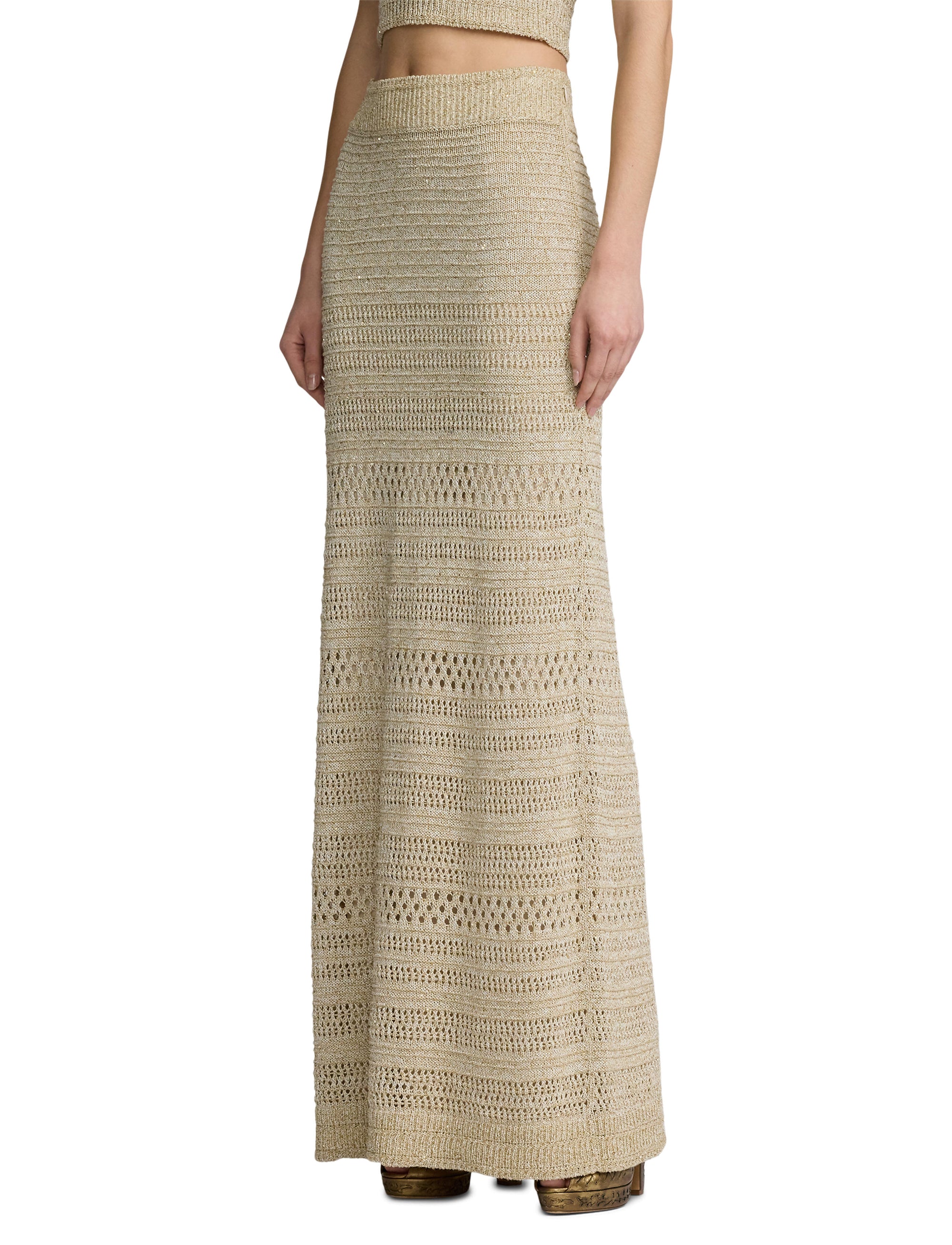 Maxi jupe texturée pailletée - Tan Multi