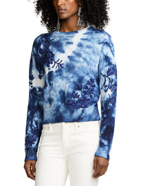 Pull à col rond décoré à motif tie-dye - Navy Multi