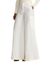 Pantalon cargo jambe large Carry en lin - Cream