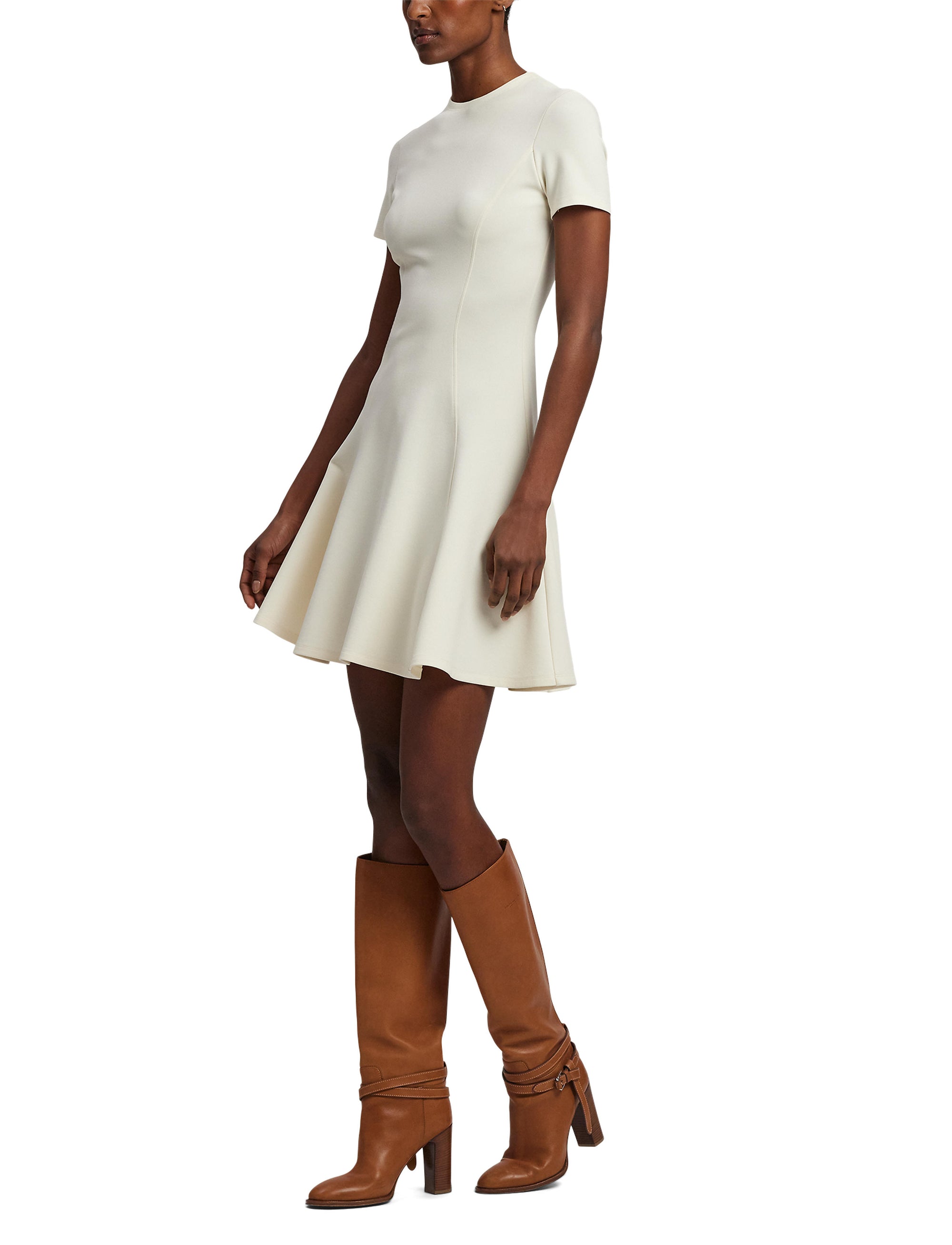 Robe à manches courtes en jersey stretch - Lux Cream