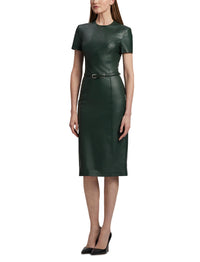 Robe Bethanne en cuir - Dark Racing Green