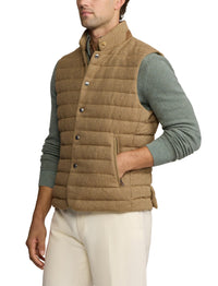 Gilet matelassé en laine et lin mélangé - Tan & Brown