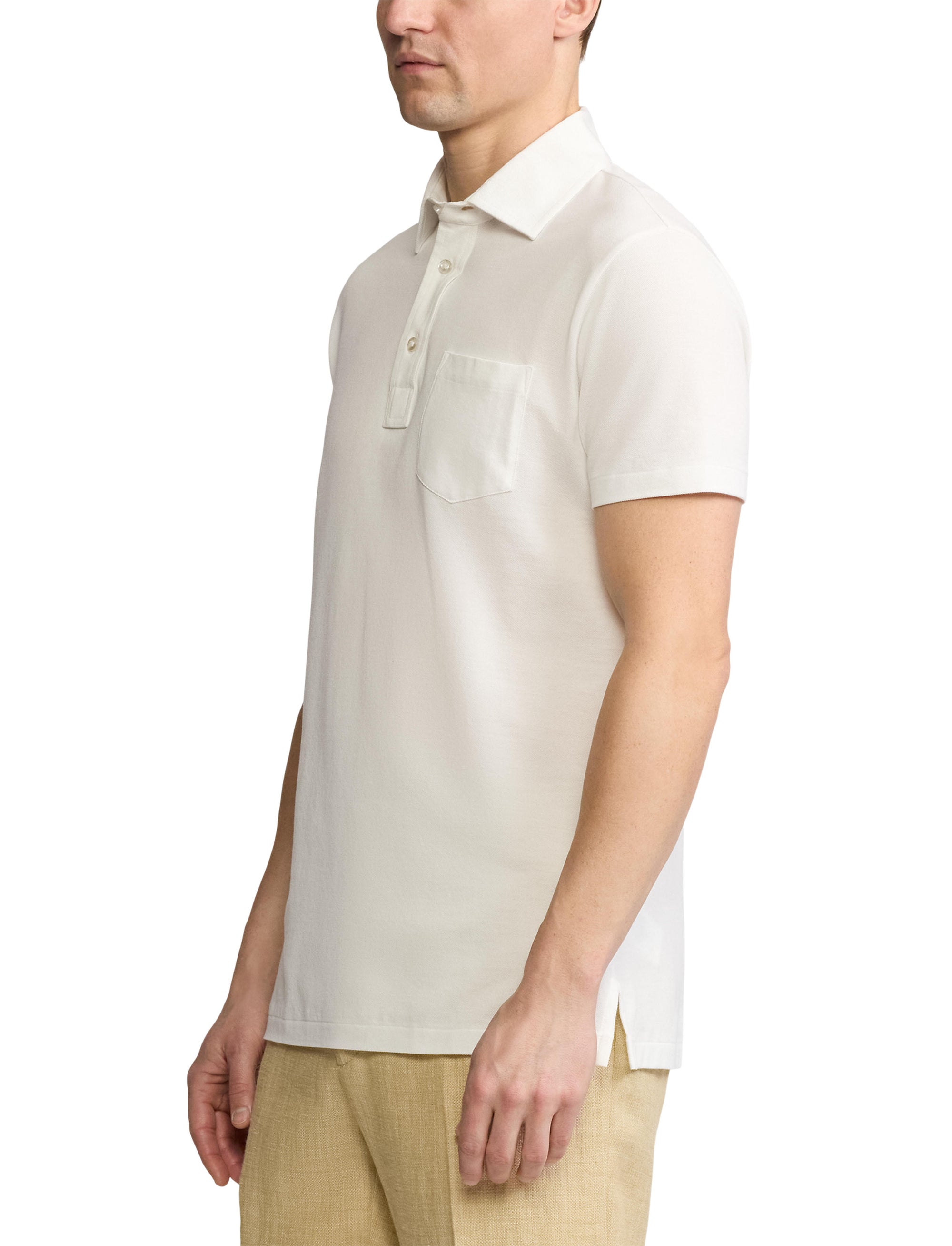 Polo lavé Custom Slim Fit en piqué - Classic White