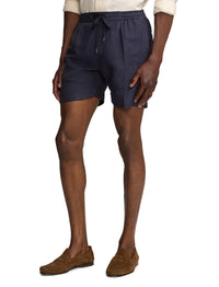 Short confectionné à la main en lin et soie mélangé - Classic Chairman Navy