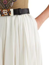 Arnav pleated skirt in linen mix - Offwhite