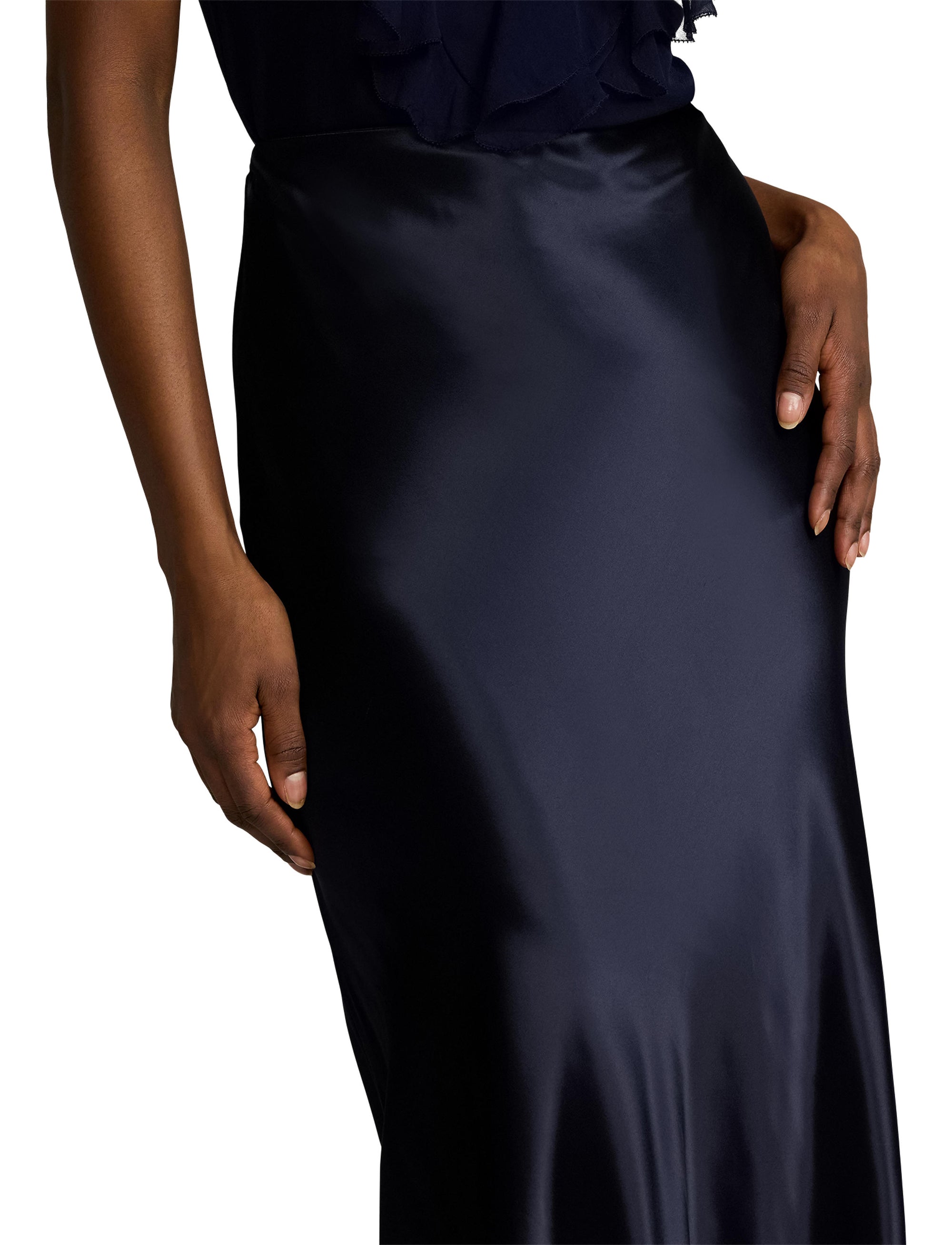 Jupe Masina en charmeuse - Lux Navy