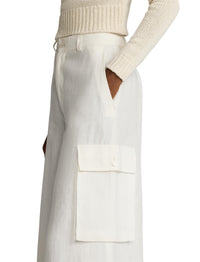 Pantalon cargo jambe large Carry en lin - Cream