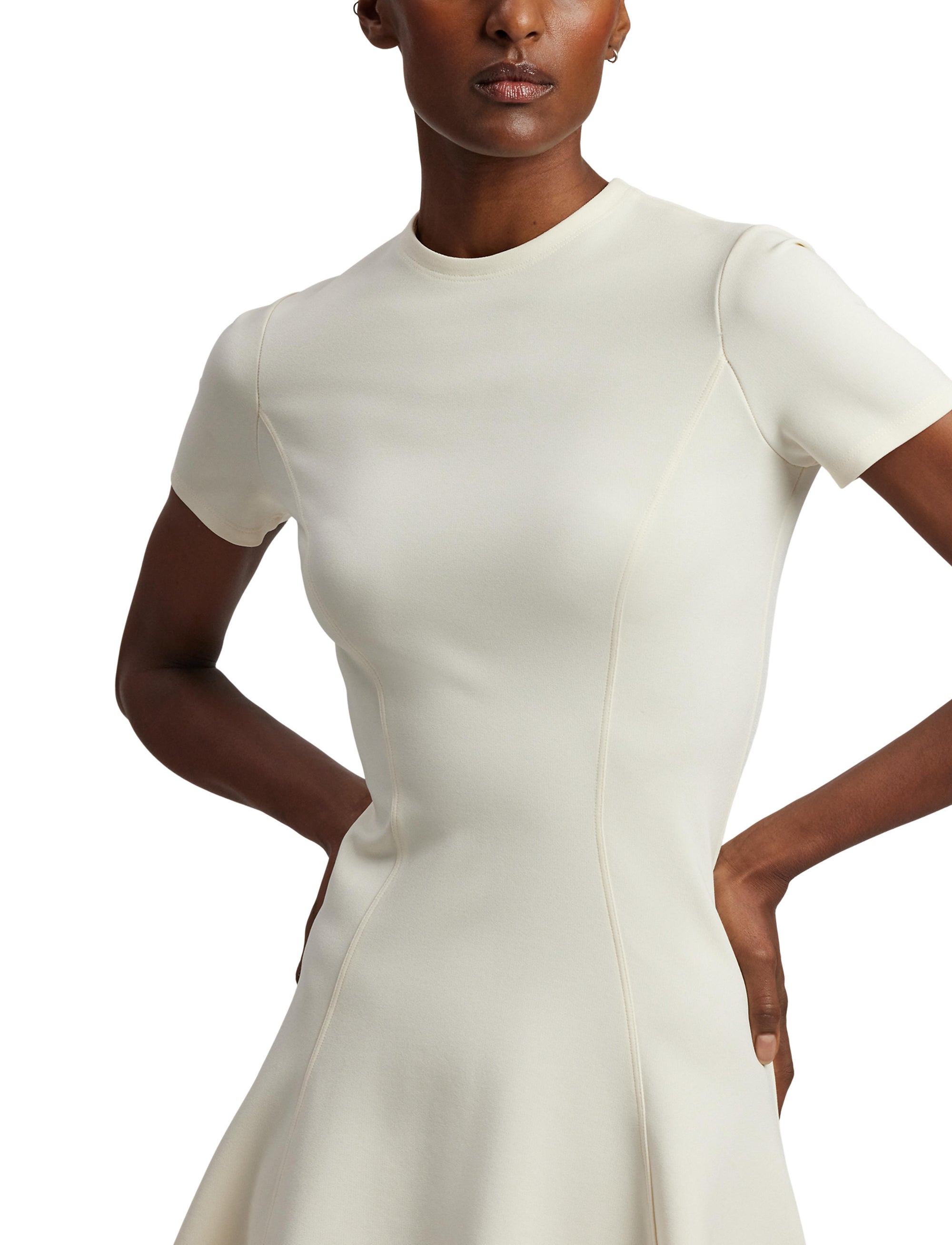 Robe à manches courtes en jersey stretch - Lux Cream
