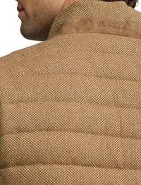 Gilet matelassé en laine et lin mélangé - Tan & Brown