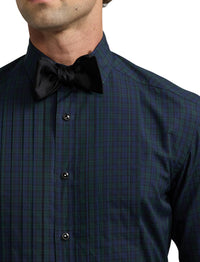 Chemise de smoking écossaise en popeline - Black, Navy & Green