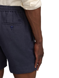Short confectionné à la main en lin et soie mélangé - Classic Chairman Navy