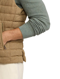 Gilet matelassé en laine et lin mélangé - Tan & Brown