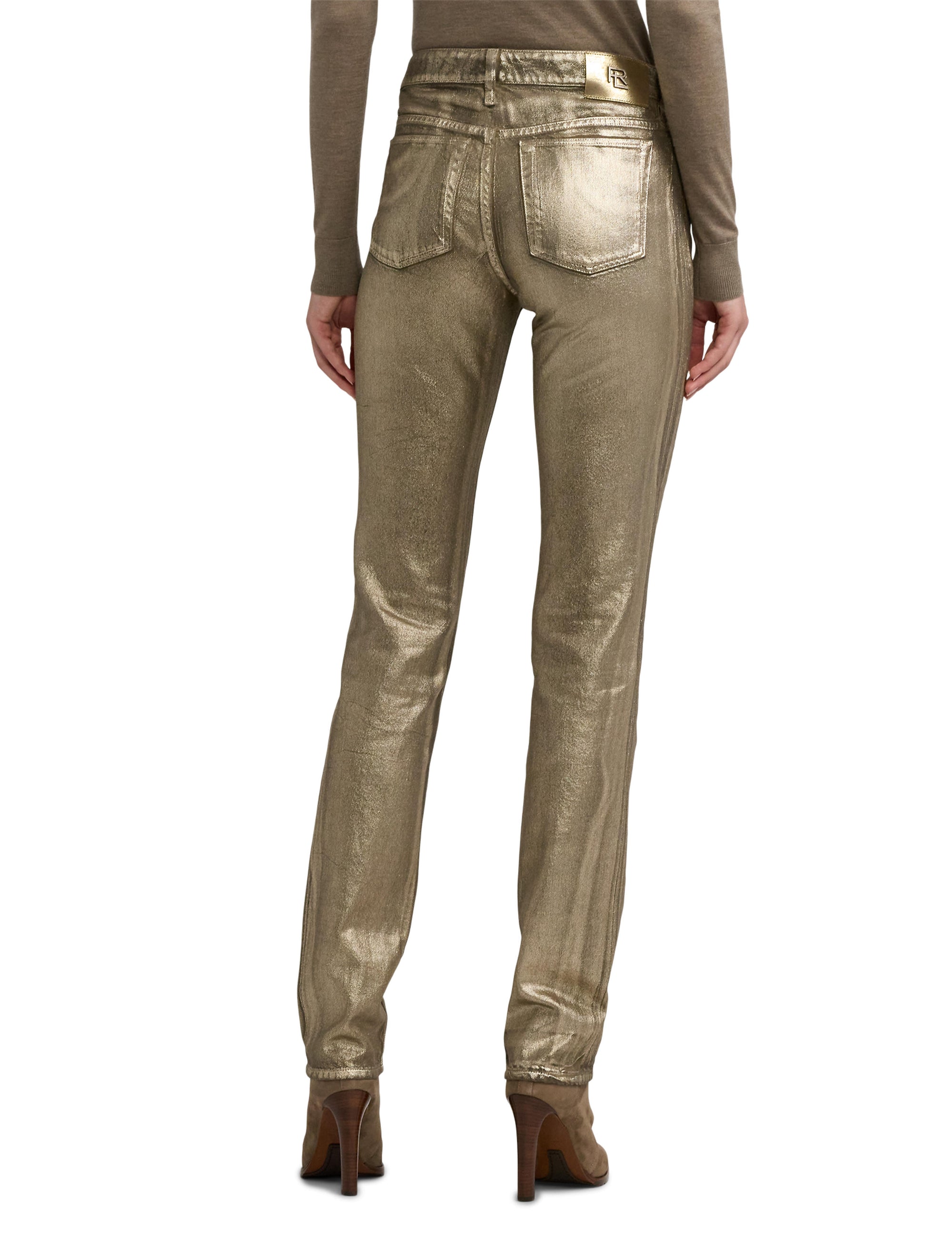 160 slim jeans in coated denim - Champagne