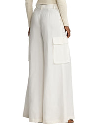 Pantalon cargo jambe large Carry en lin - Cream