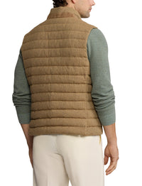 Gilet matelassé en laine et lin mélangé - Tan & Brown