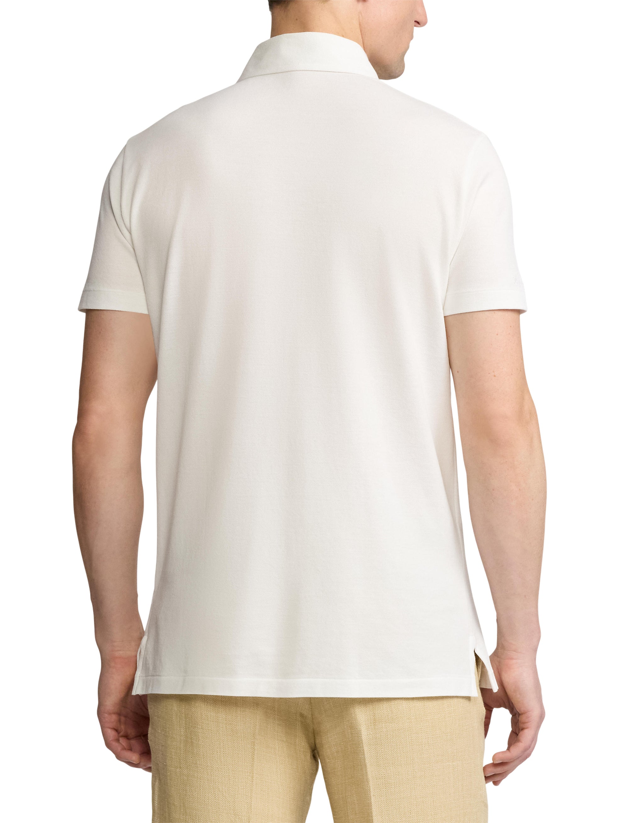 Polo lavé Custom Slim Fit en piqué - Classic White