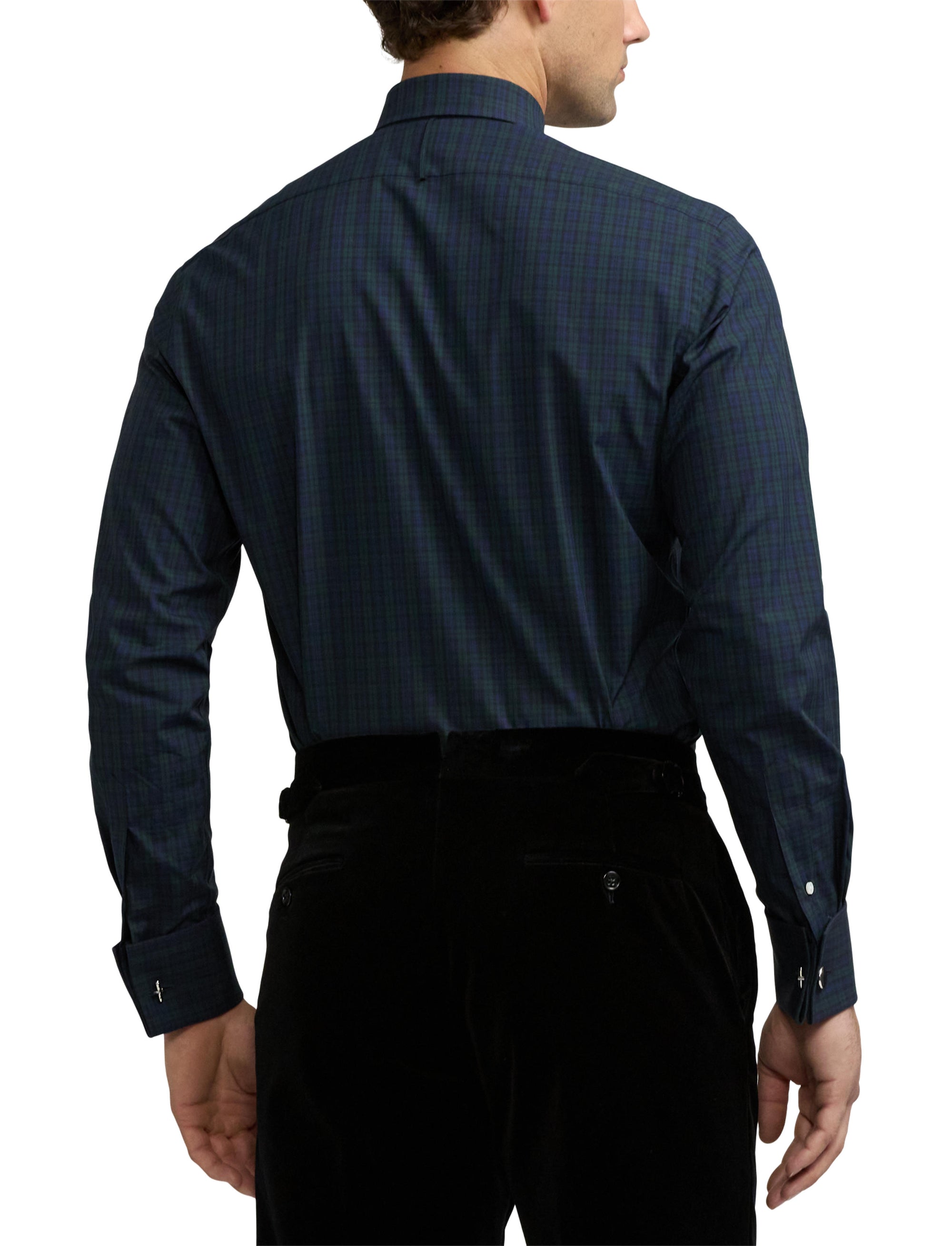 Chemise de smoking écossaise en popeline - Black, Navy & Green