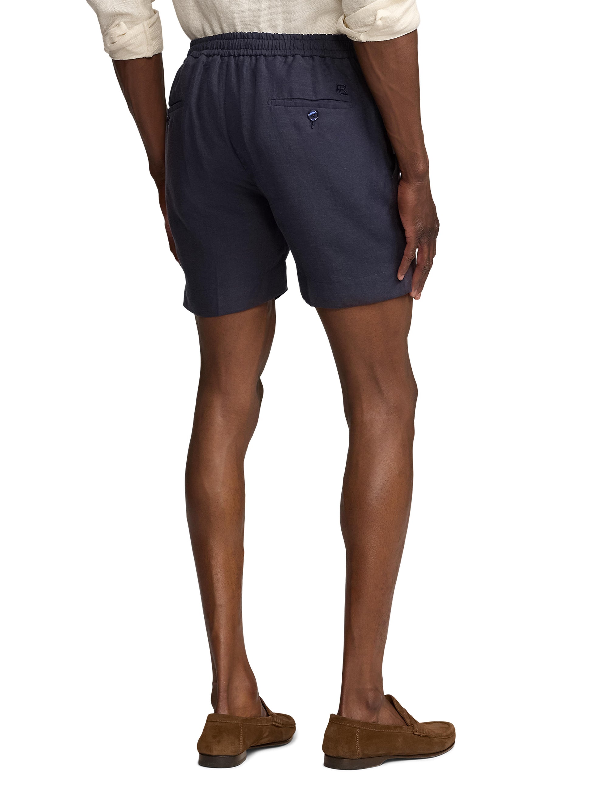 Short confectionné à la main en lin et soie mélangé - Classic Chairman Navy