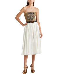 Arnav pleated skirt in linen mix - Offwhite