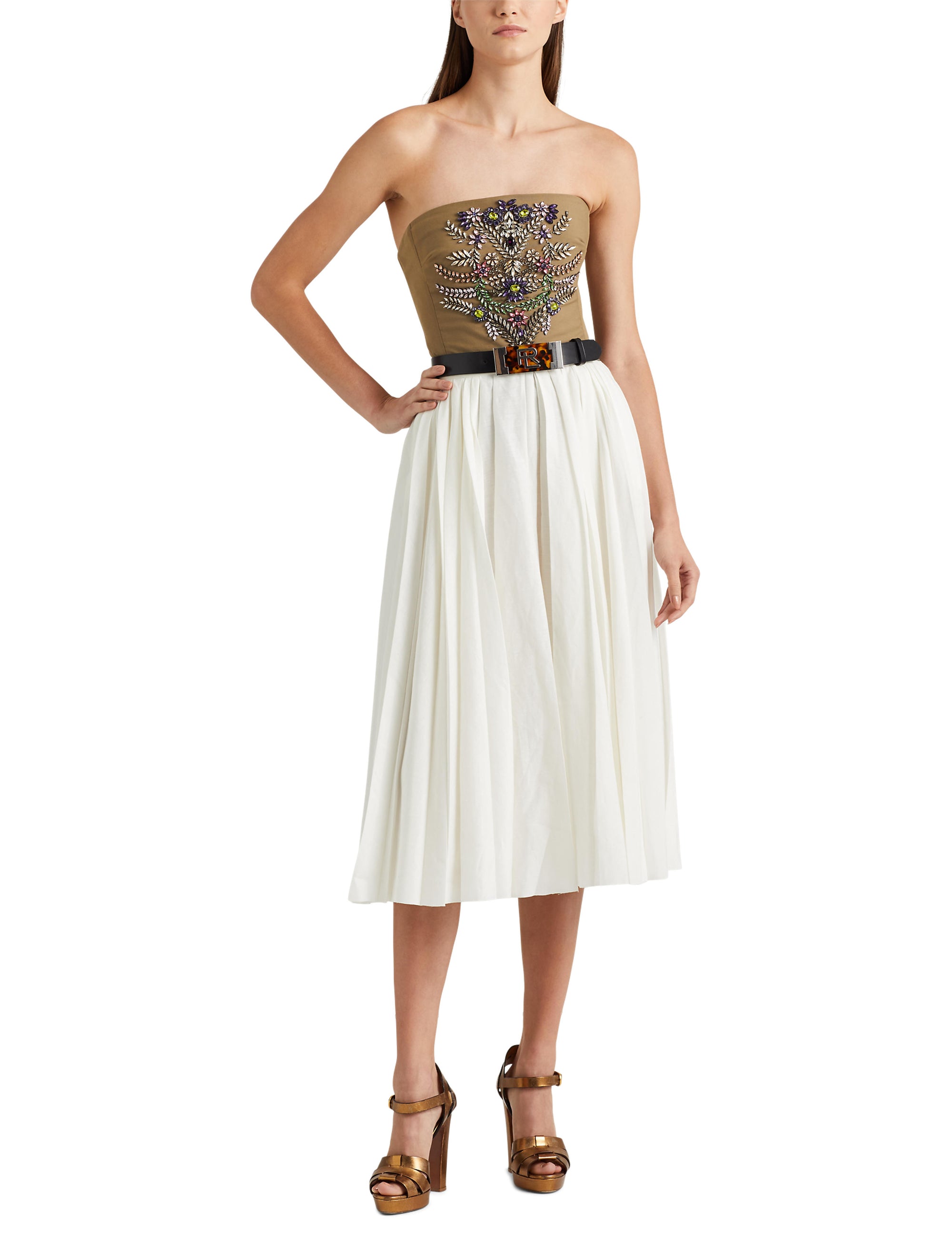 Arnav pleated skirt in linen mix - Offwhite