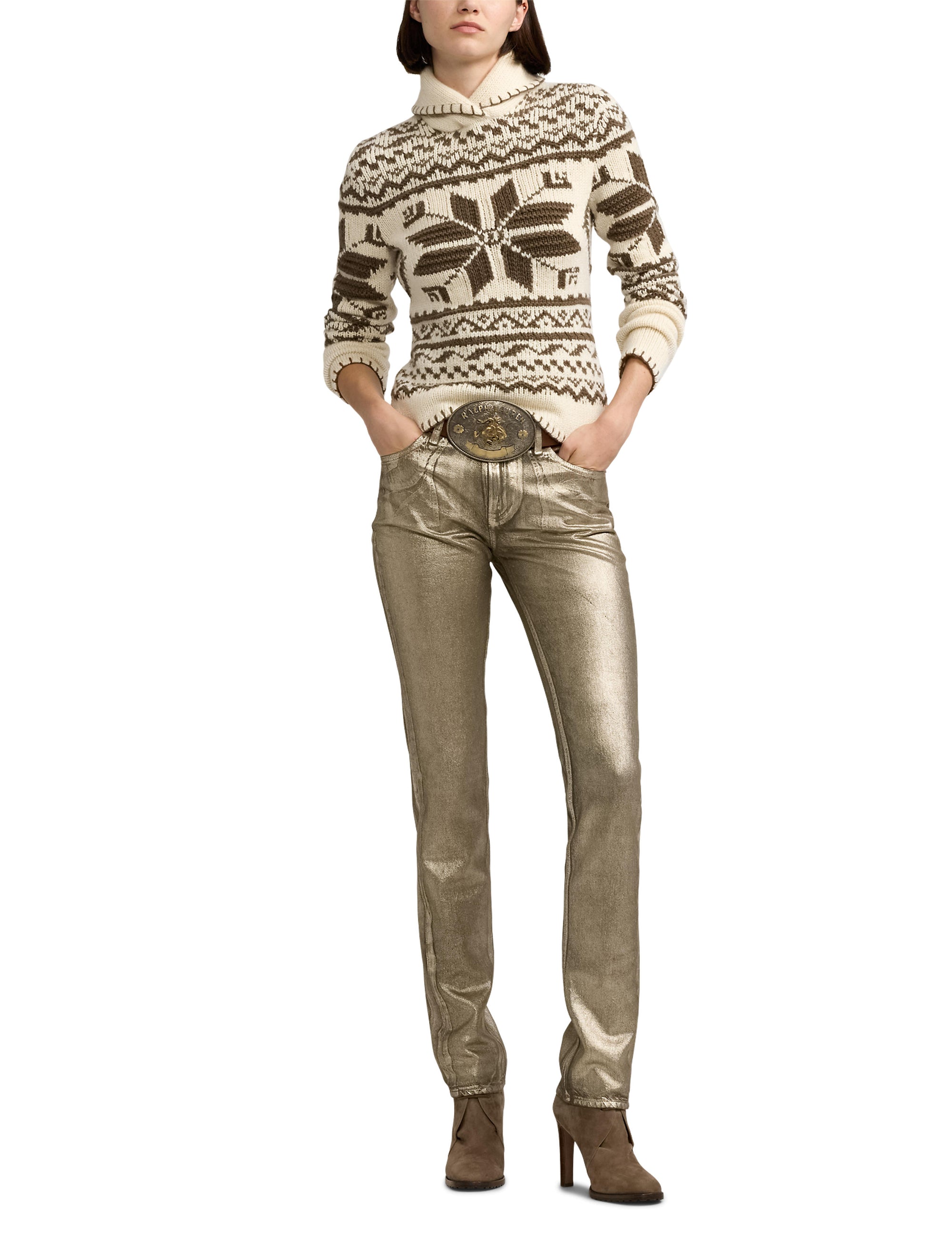 160 slim jeans in coated denim - Champagne