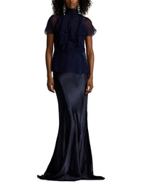 Jupe Masina en charmeuse - Lux Navy
