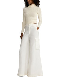 Pantalon cargo jambe large Carry en lin - Cream