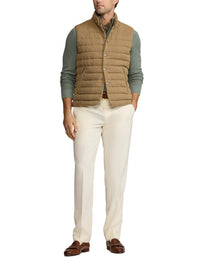 Gilet matelassé en laine et lin mélangé - Tan & Brown
